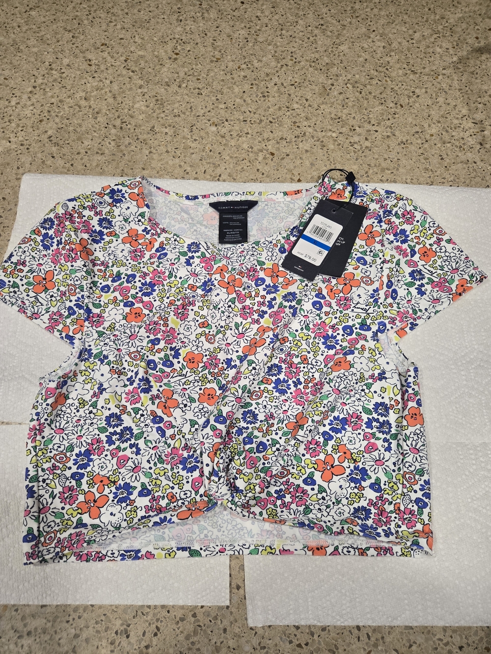 Tommy Hilfiger Floral Twist-Front Crop Top in White Multi